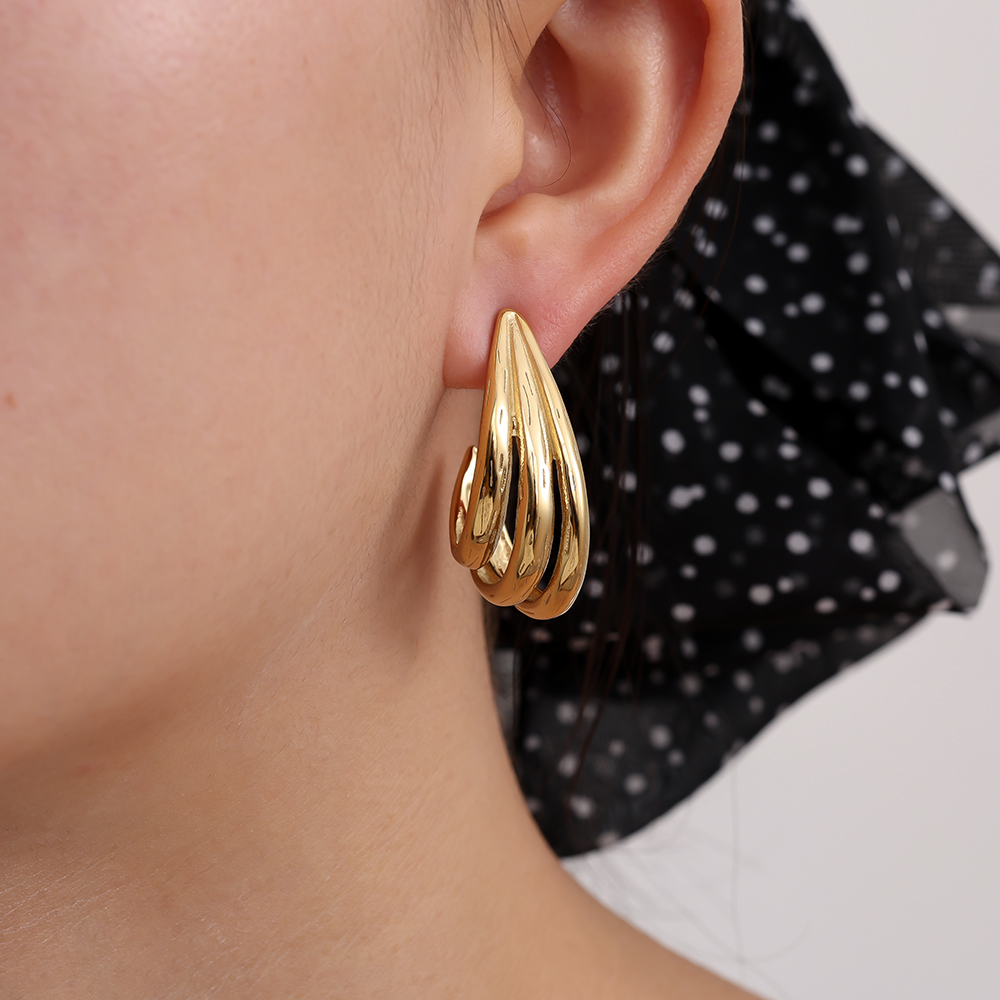 1.3*3cm Drop Feeling Edelstahl Ohrringe         