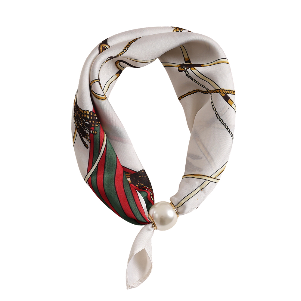 43cm Ketten Muster Creme Perlen Schal