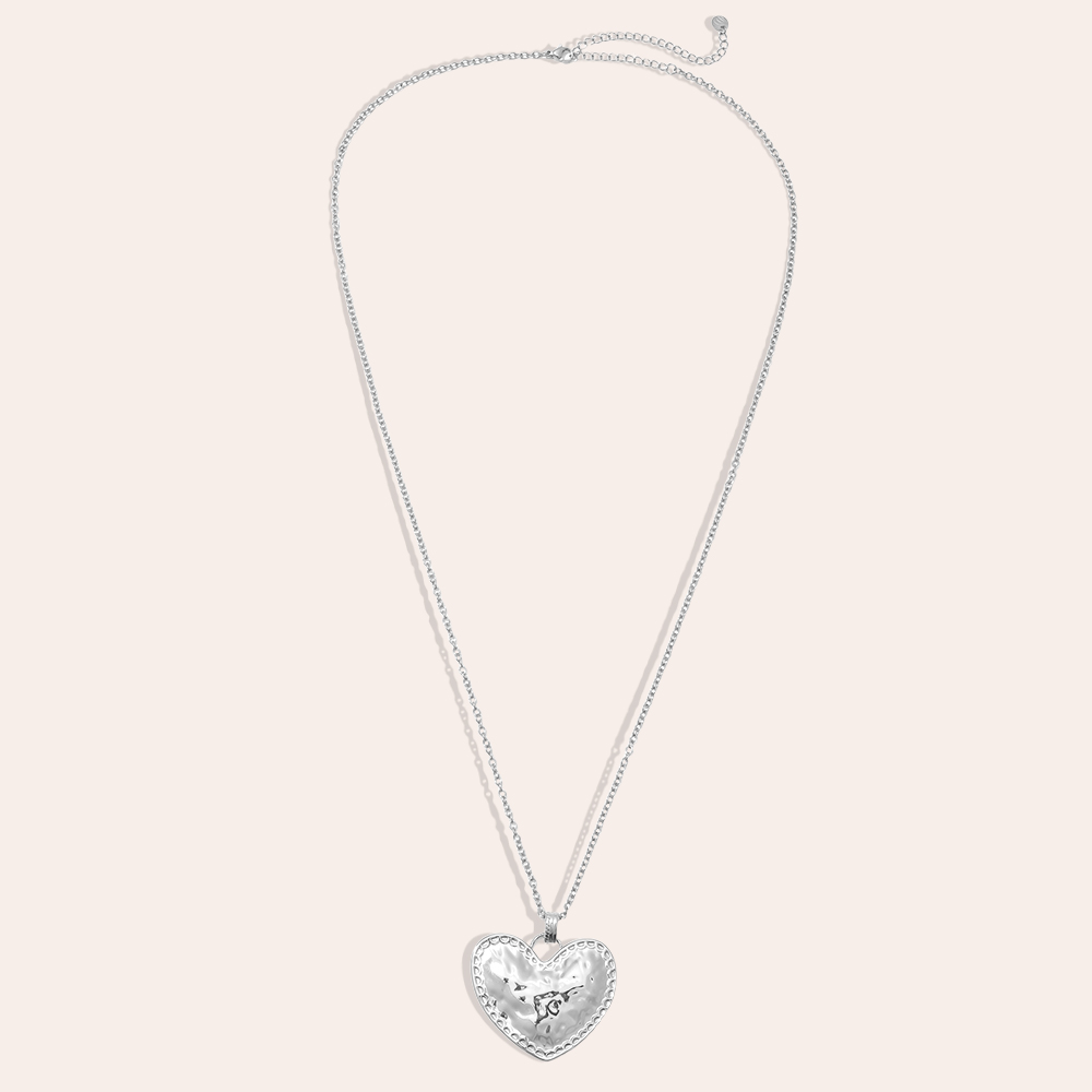 70cm Große Herz Edelstahl Halskette