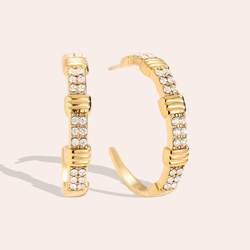 2cm Little Brikes Diamond Half Hoop Edelstahl Ohrringe   