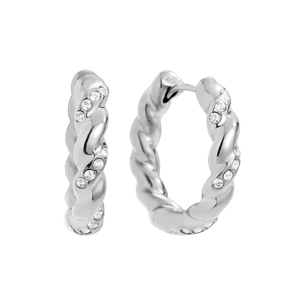 3cm Mini Diamond In Twist Hoop Edelstahl Ohrringe   