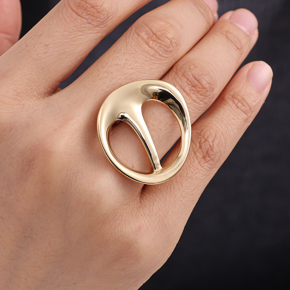 Verstellbarer groß Kreis-Design Edelstahl Ring   