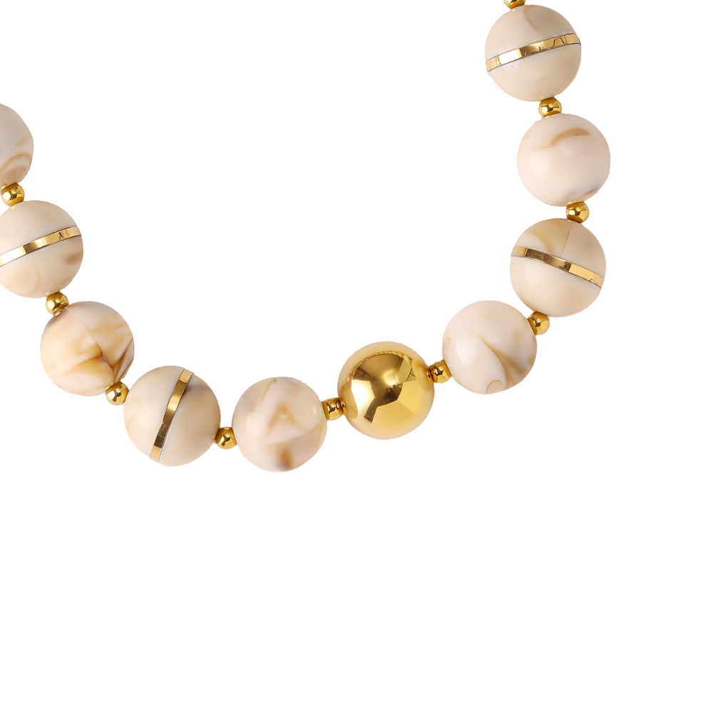 48cm runde Acrylperlenkette Edelstahl Halskette    