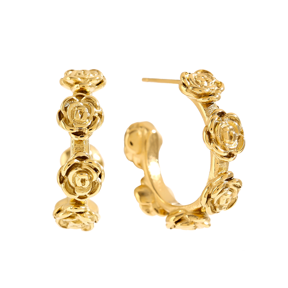 22mm Rose Hoop Edelstahl Ohrringe 
