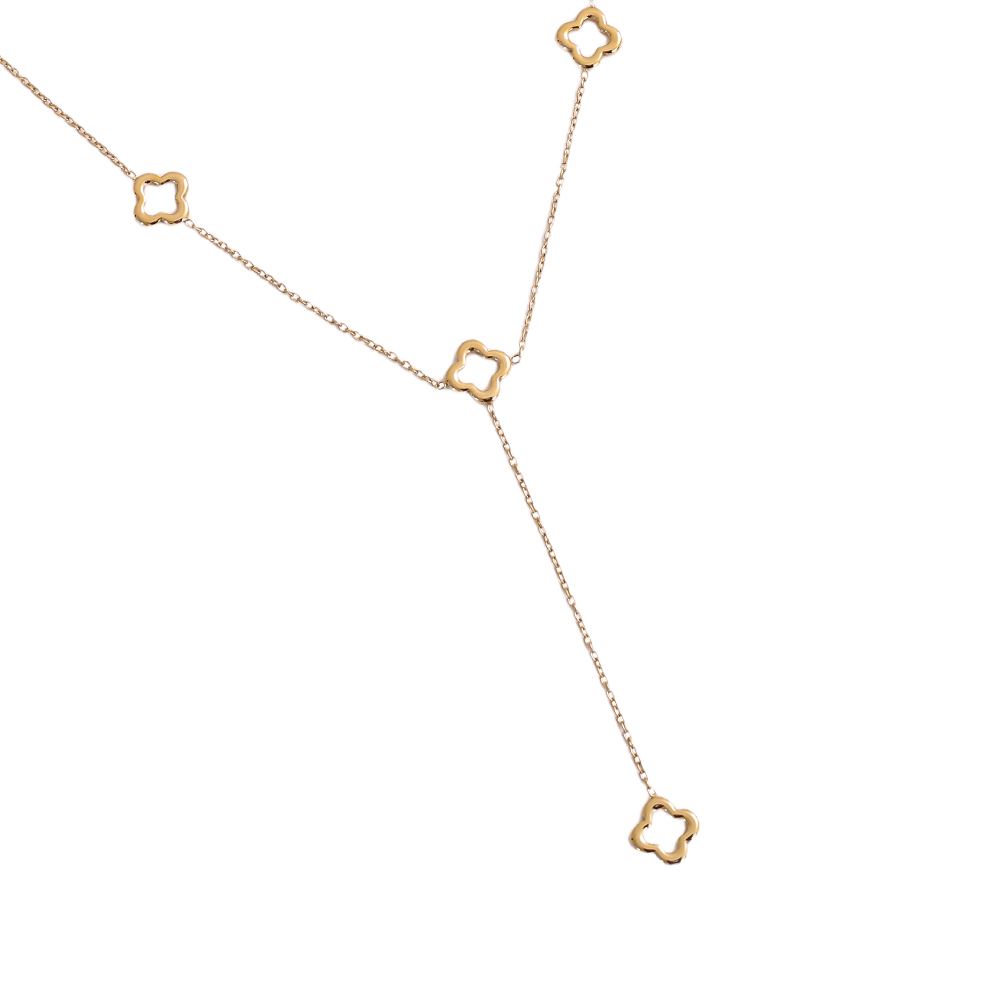 64cm Kleeblatt Edelstahl Halskette