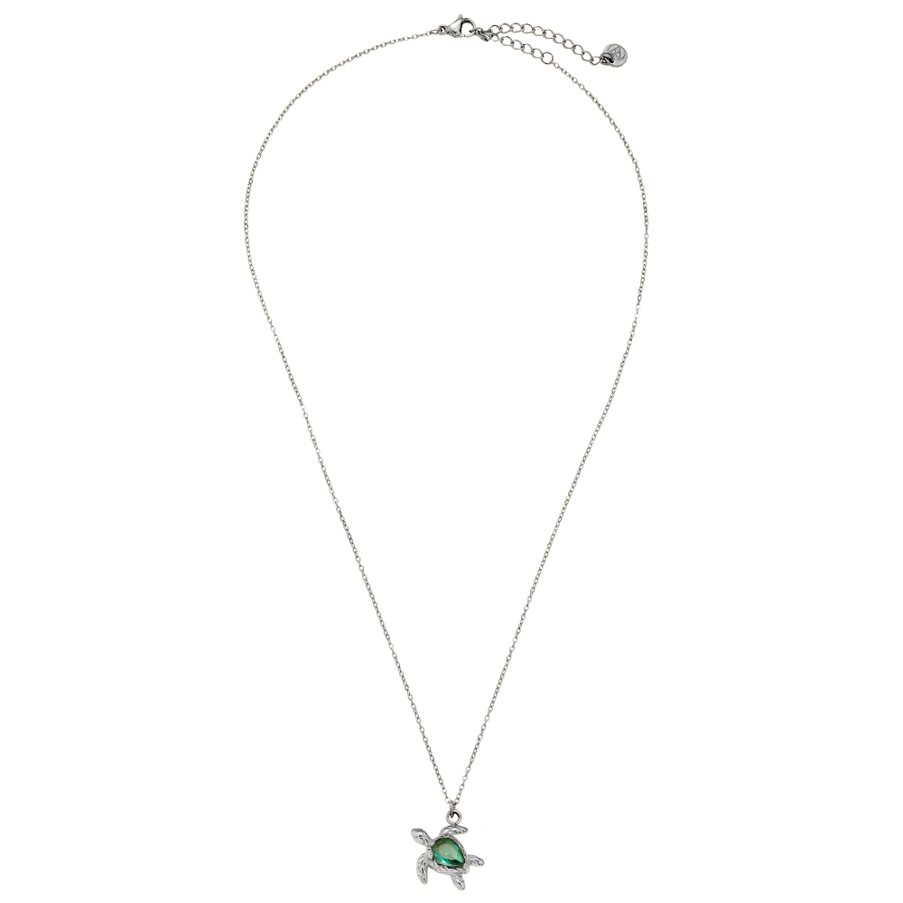43cm Turtle And Green Diamond Edelstahl Halskette   