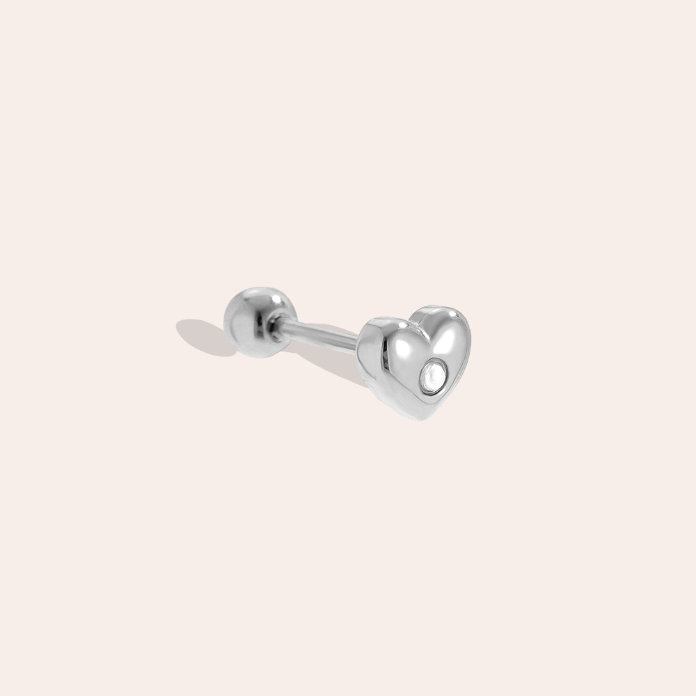 4mm Diamond In Heart Edelstahl Piercing    