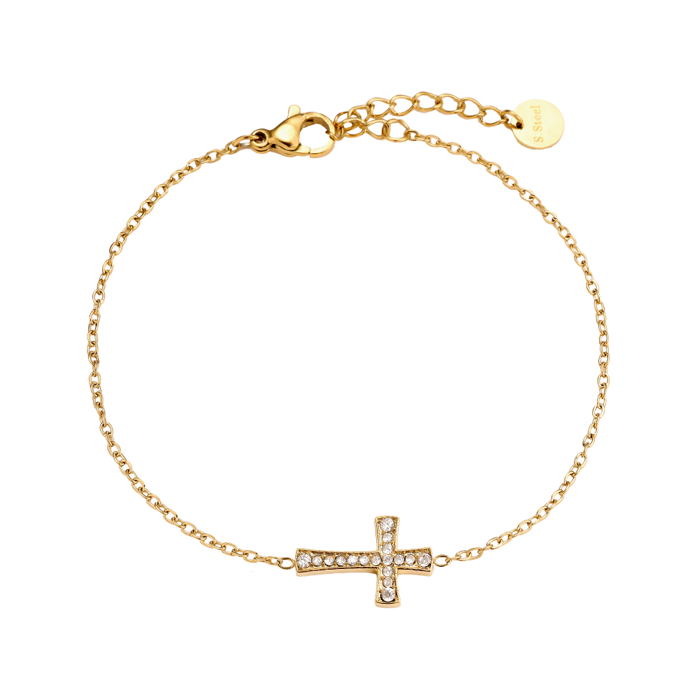 17cm Fine Diamond Cross Edelstahl Armband 