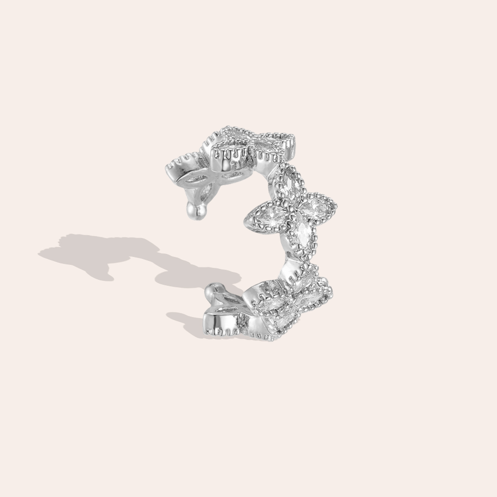 Vergoldete Ear-cuffs 17mm Zirkonia Kleeblatt 