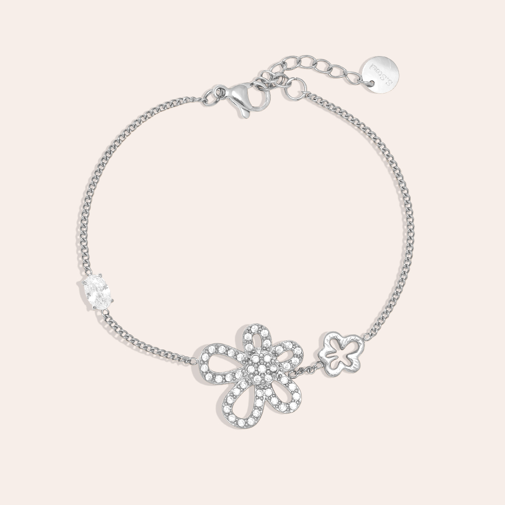 17cm Cool Diamond Flower Edelstahl Armkette  