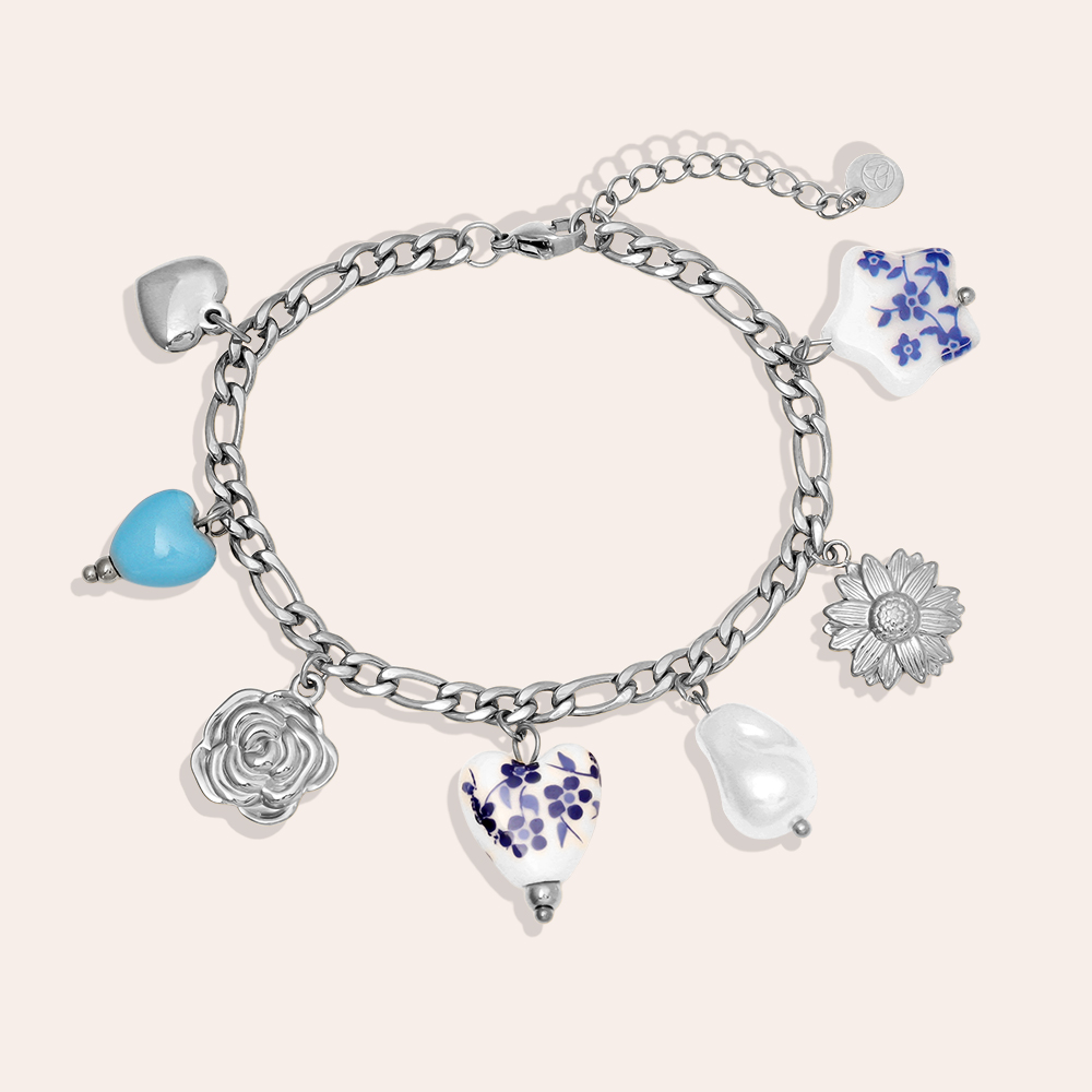 17cm Fancy Charms Edelstahl Armkette  