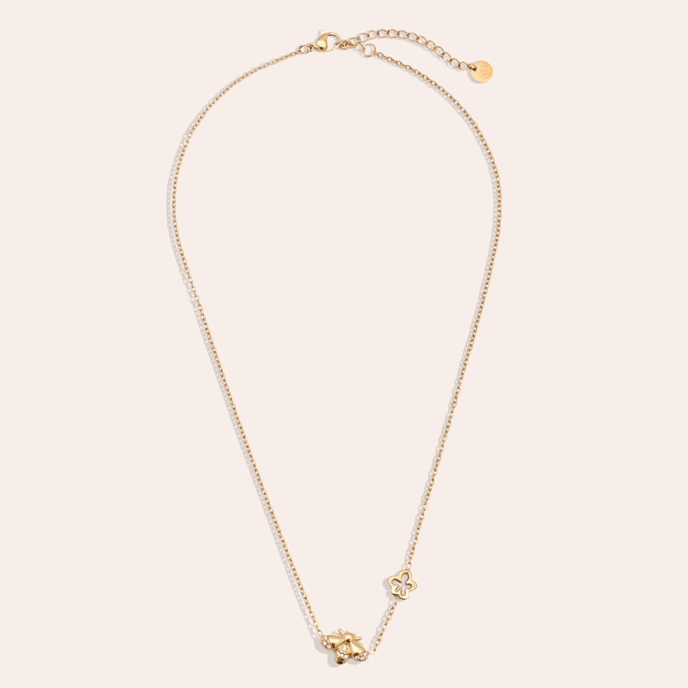 40cm Strassstein Bienen Edelstahl Halskette