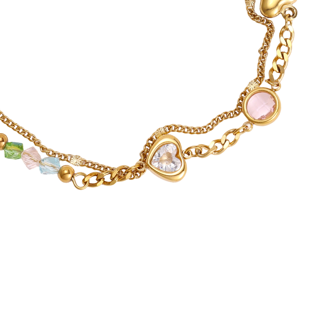 Edelstahl Armband 17cm Herz und Blume