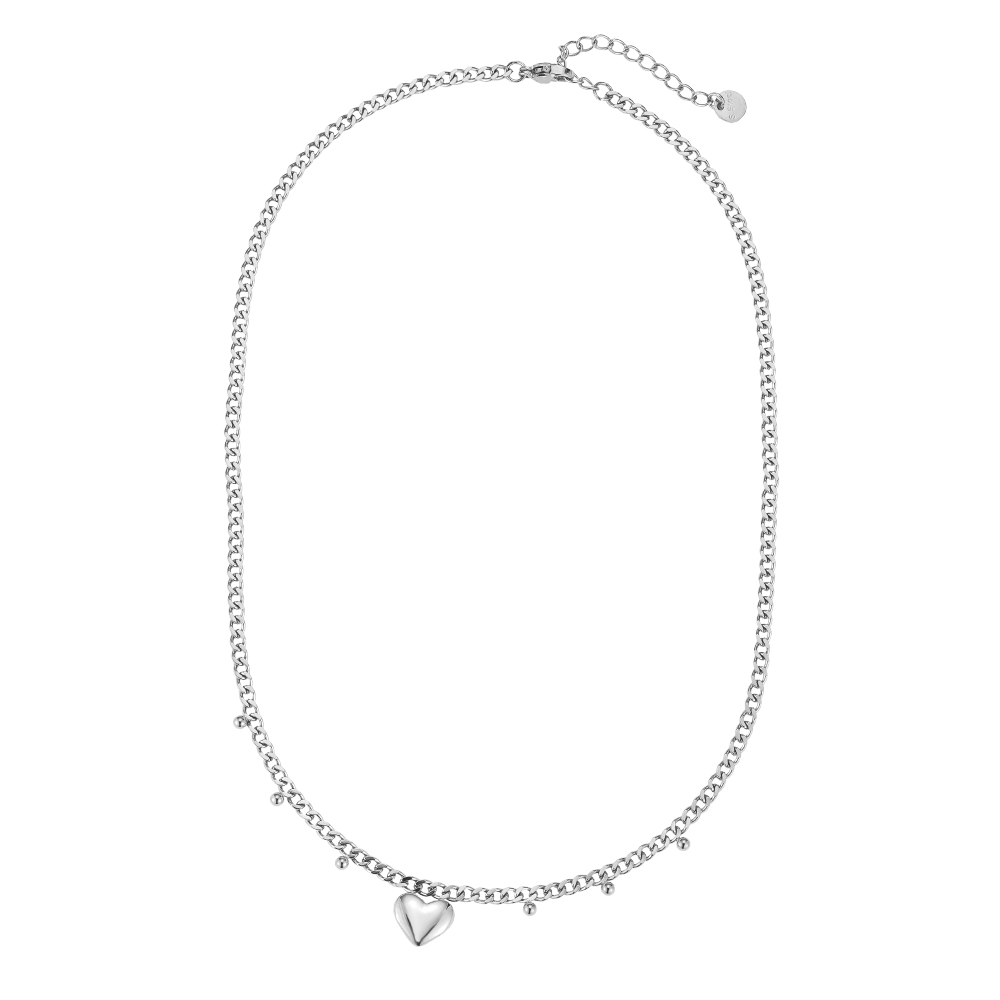 39cm Heart and Ball Edelstahl Halskette