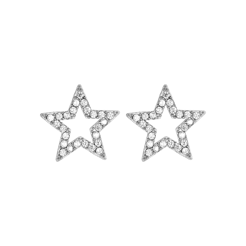 1.1cm Three Diamond Star Edelstahl Ohrringe    