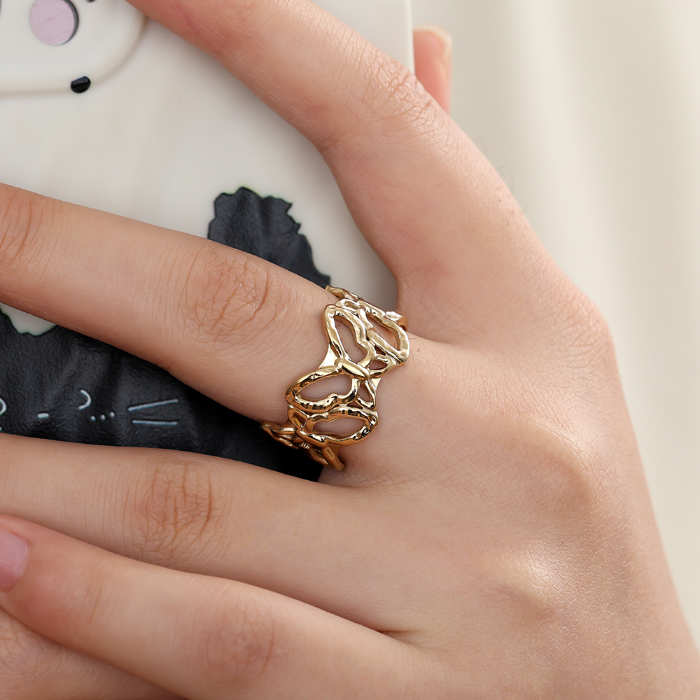 adjustable Butterfly Edelstahl Ring