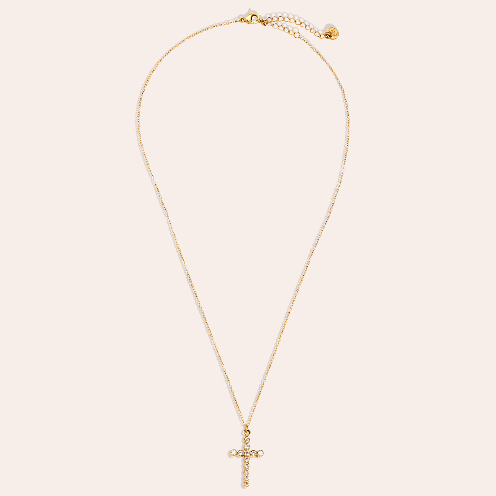 40cm Nice Diamond Cross Edelstahl Halskette  