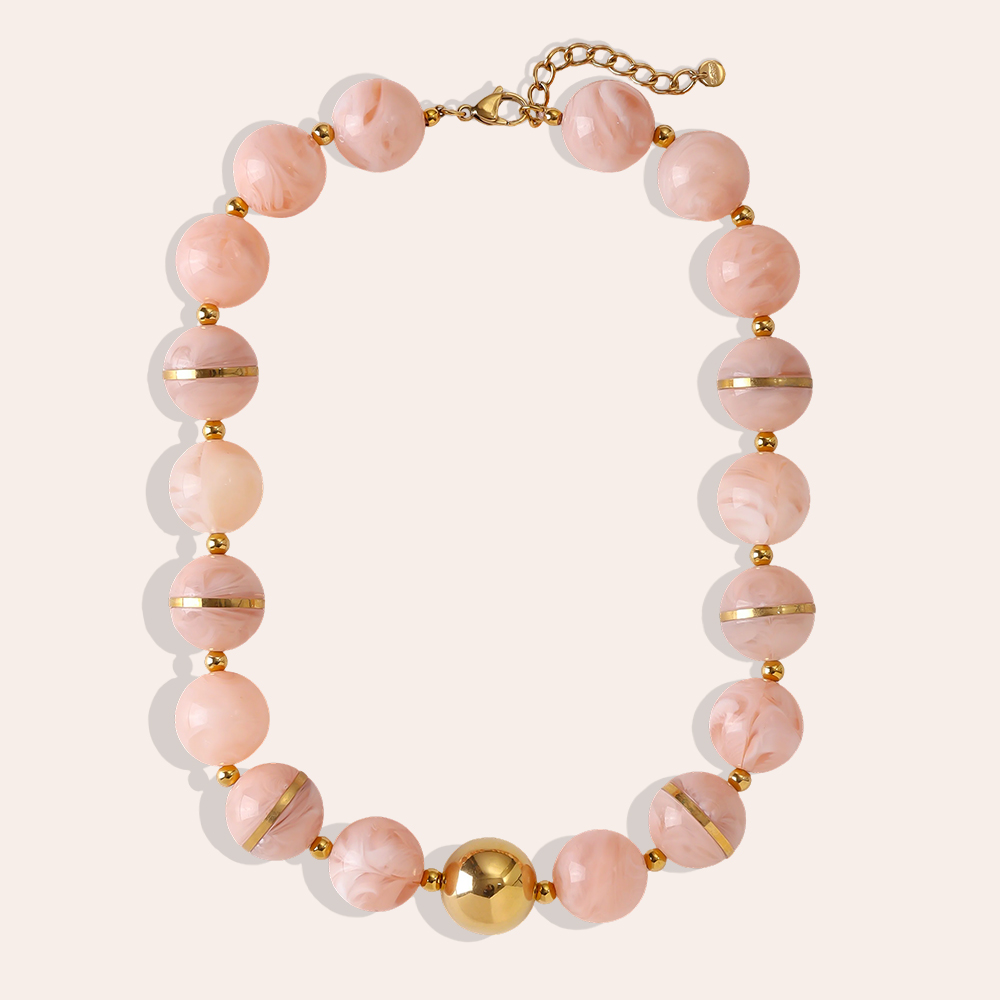 48cm runde Acrylperlenkette Edelstahl Halskette    