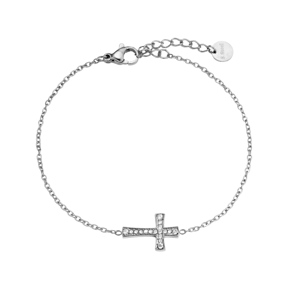 17cm Fine Diamond Cross Edelstahl Armband 