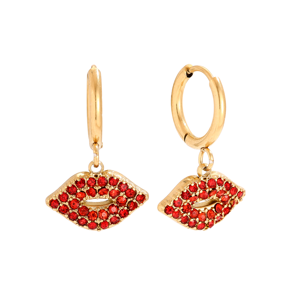Edelstahl Ohrringe 2.1cm Red Diamond Lip