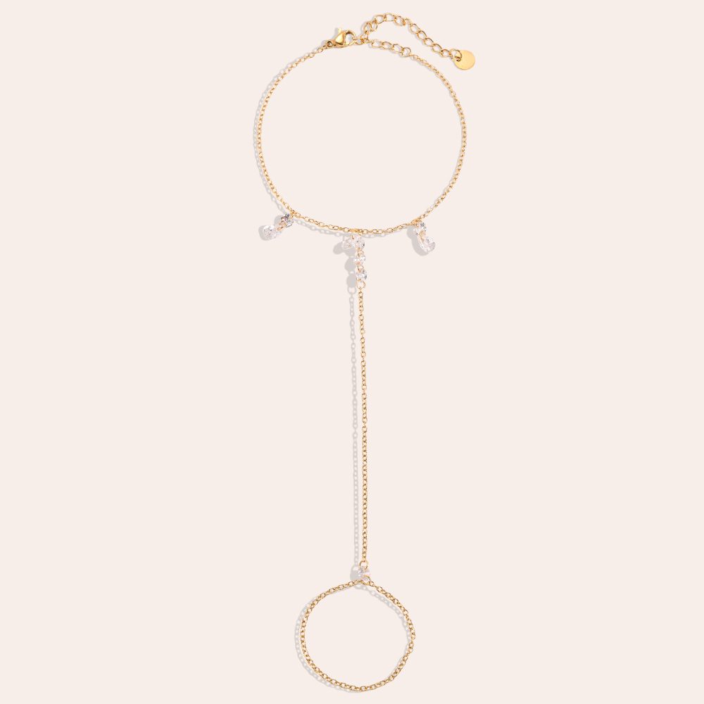 17cm Schöne Zirkone Handkette Edelstahl Armband     