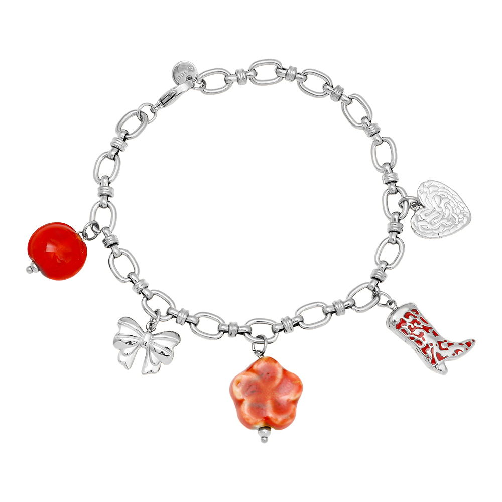 Edelstahl Armkette 17cm Red Charms 2.0