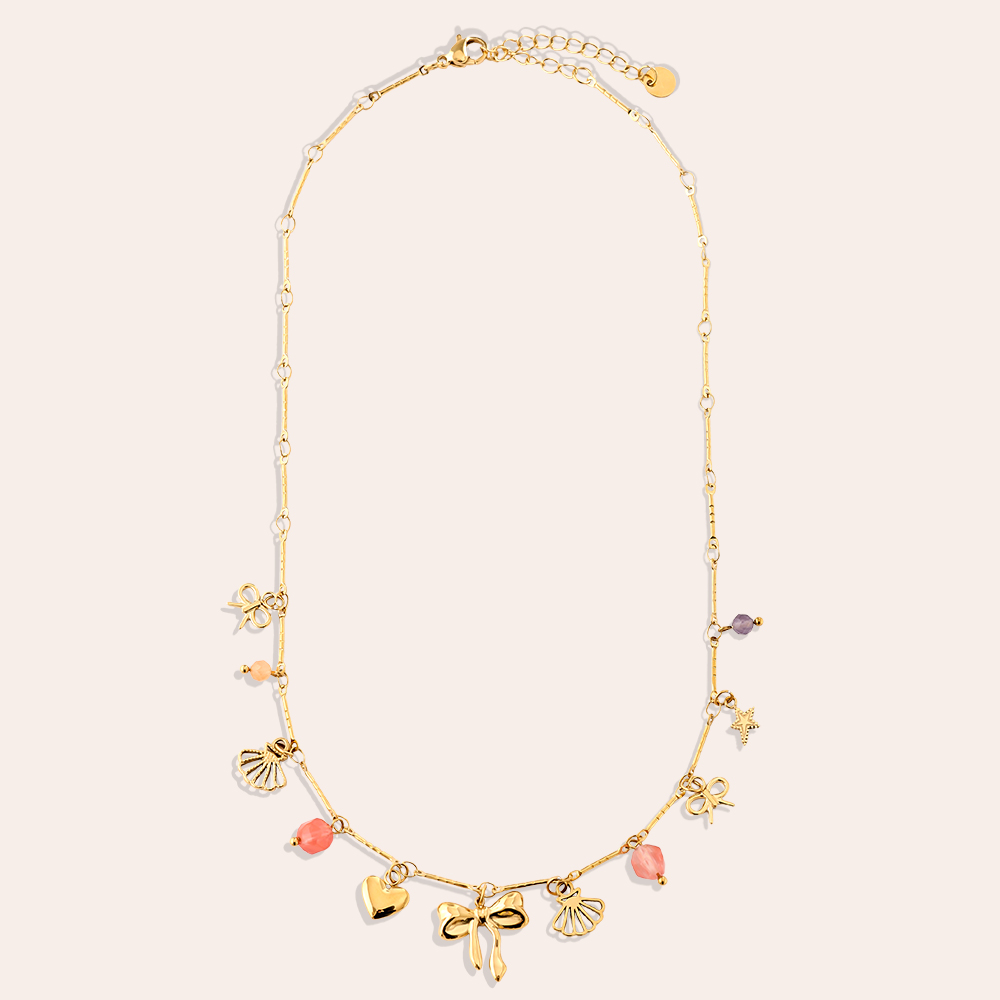 39cm Many Sweet Charms Edelstahl Halskette  