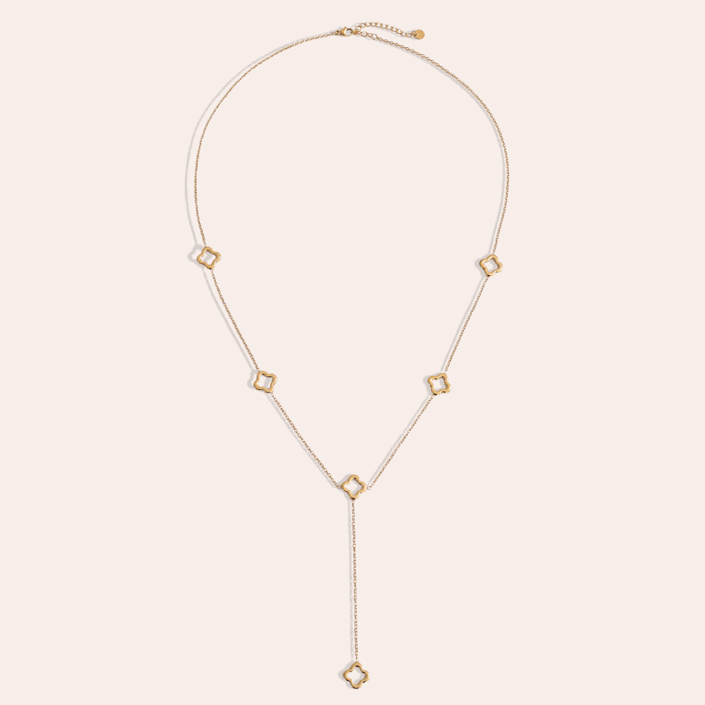 64cm Kleeblatt Edelstahl Halskette