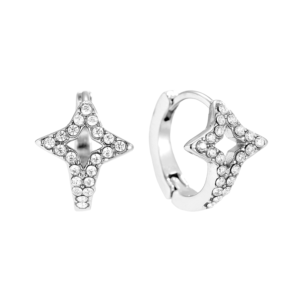 14mm Diamond Star Hoop Edelstahl Ohrringe       