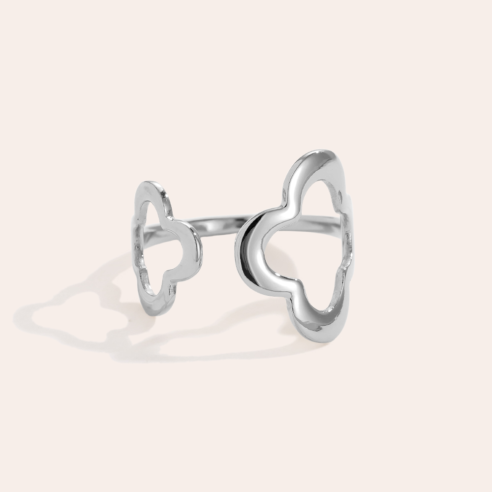 Two Clover Edelstahl Ring        