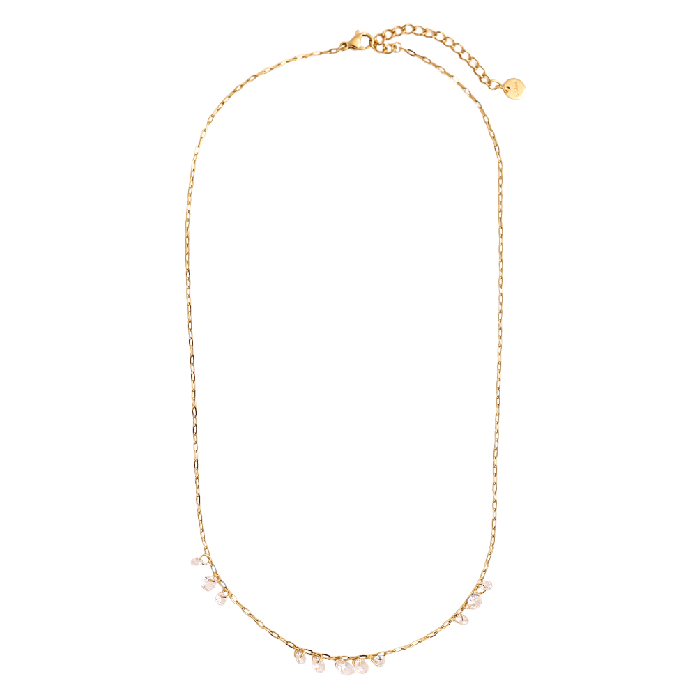 40cm Kristall Zirkonia Tropfen Edelstahl Halskette