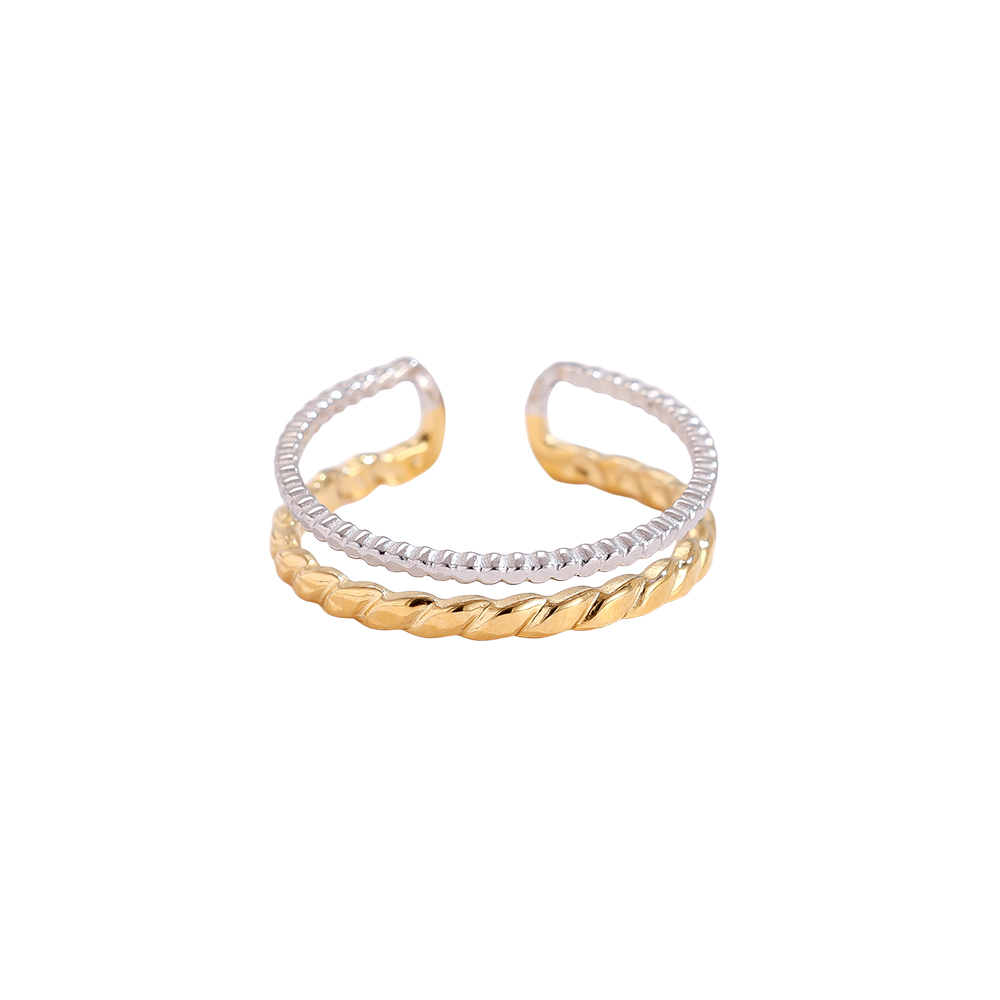Two Thin Layer Twisted Edelstahl Ring   