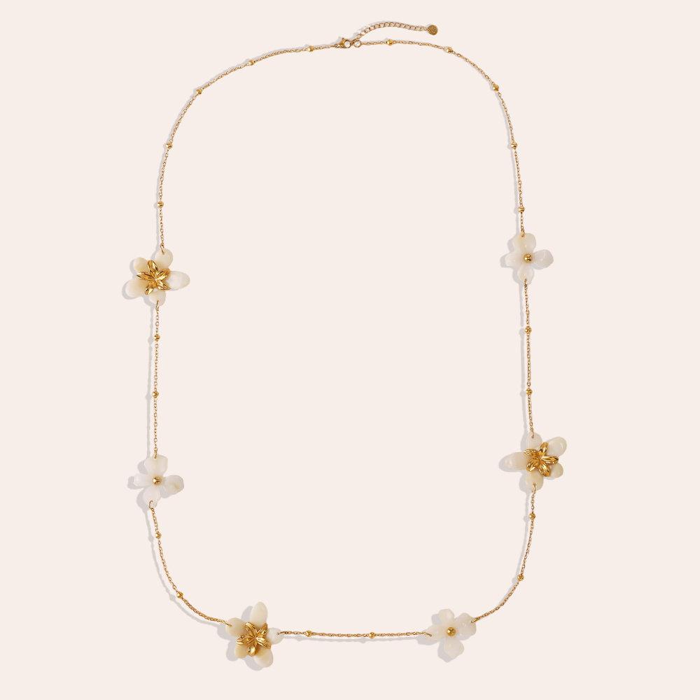 94cm Acrylblume Edelstahl Halskette      