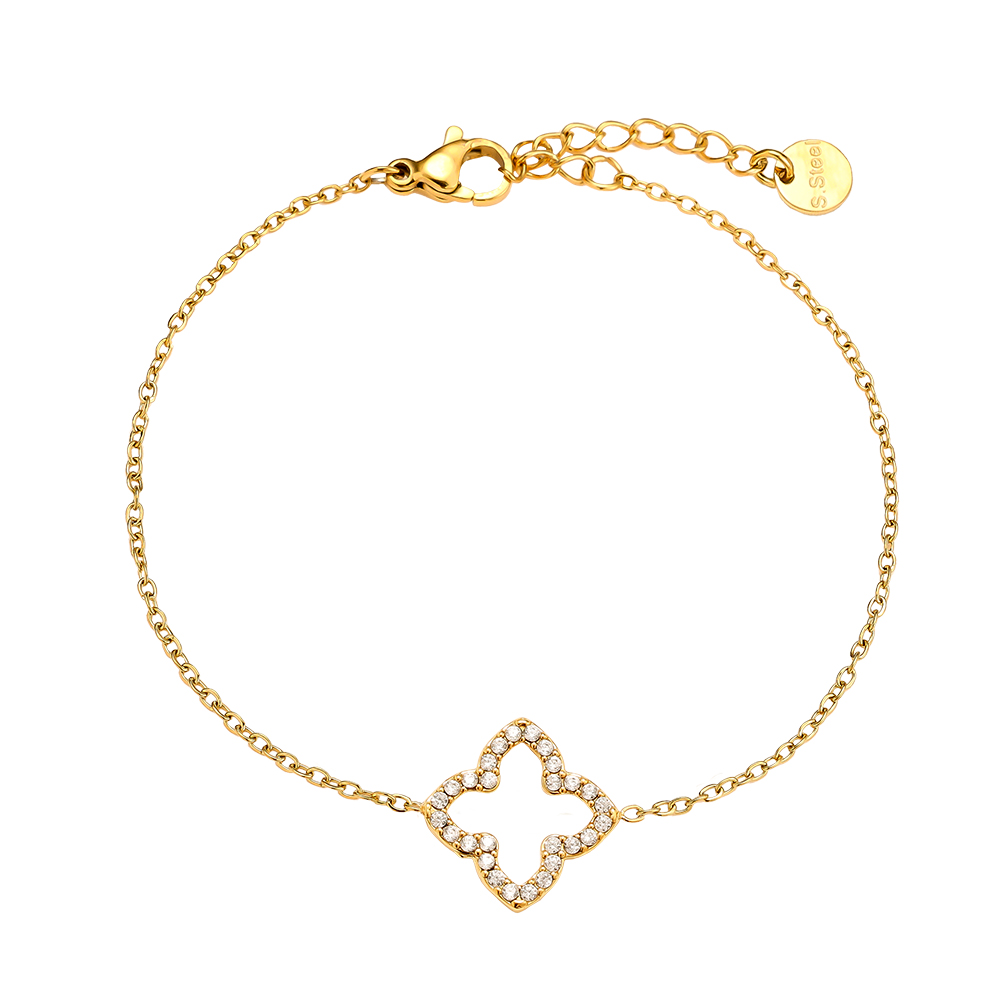 17cm Classic Diamond Lucky Flower Edelstahl Armkette  