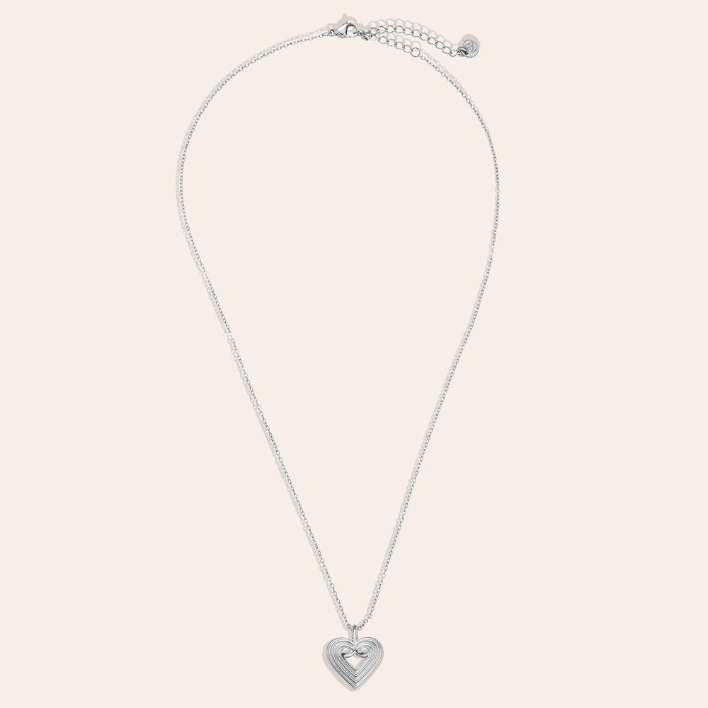 38cm Striped Heart Edelstahl Halskette    