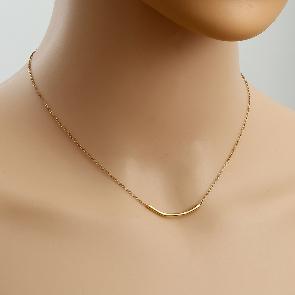 42cm Thin Smile In Thin Chain Edelstahl Halskette      