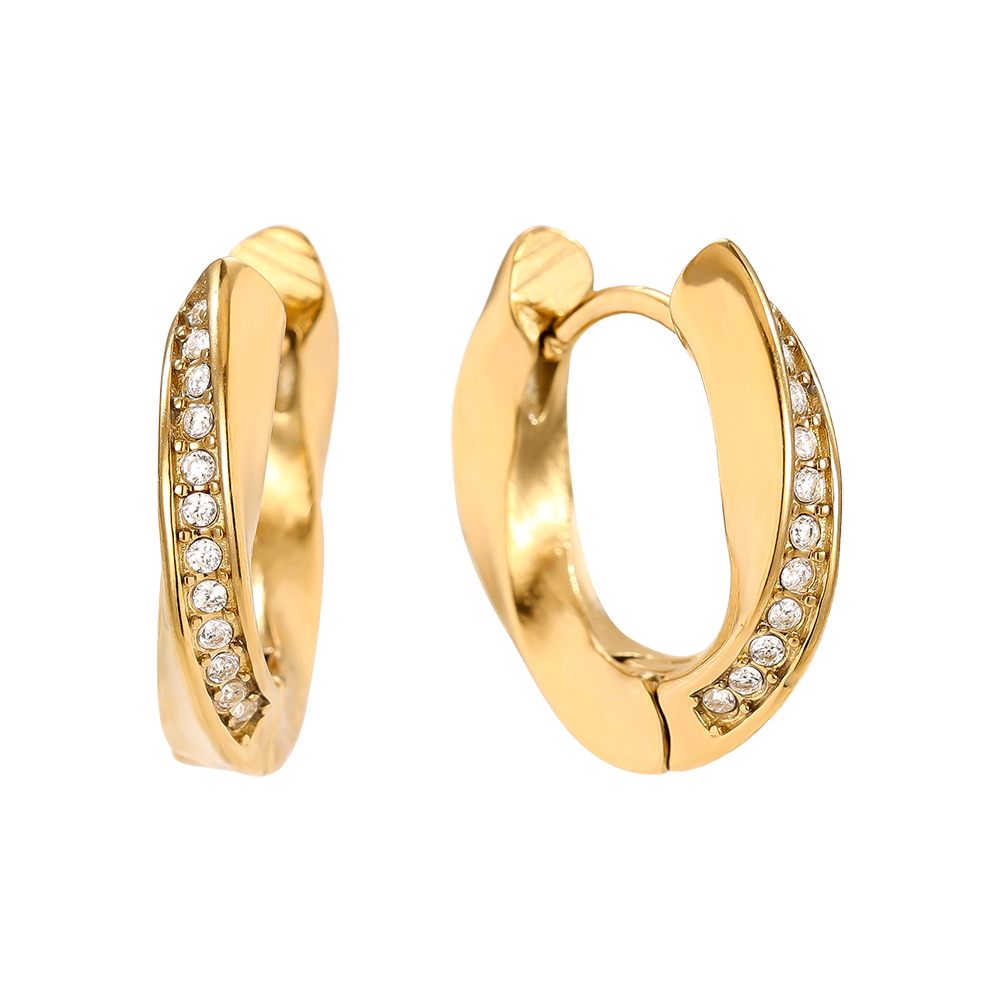 18mm Diamond In Hoop Edelstahl Ohrringe       