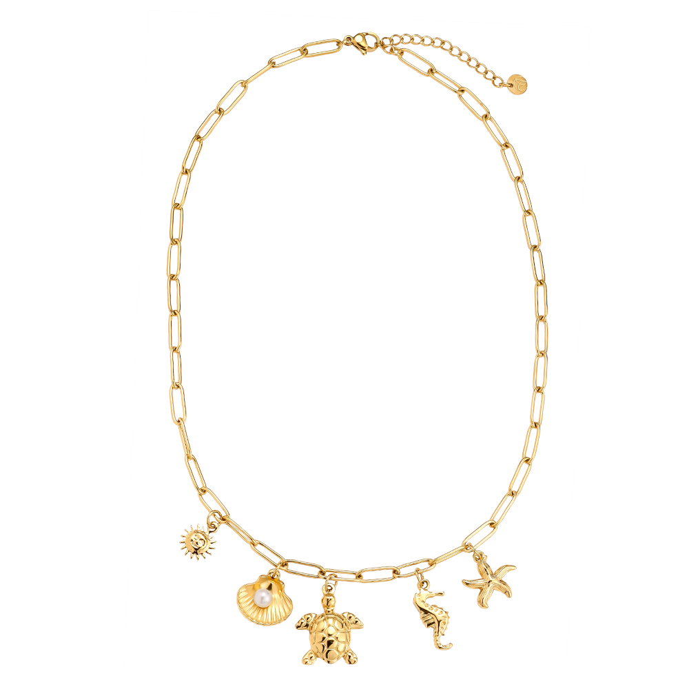 39cm Ocean Love Pearl Edelstahl Halskette