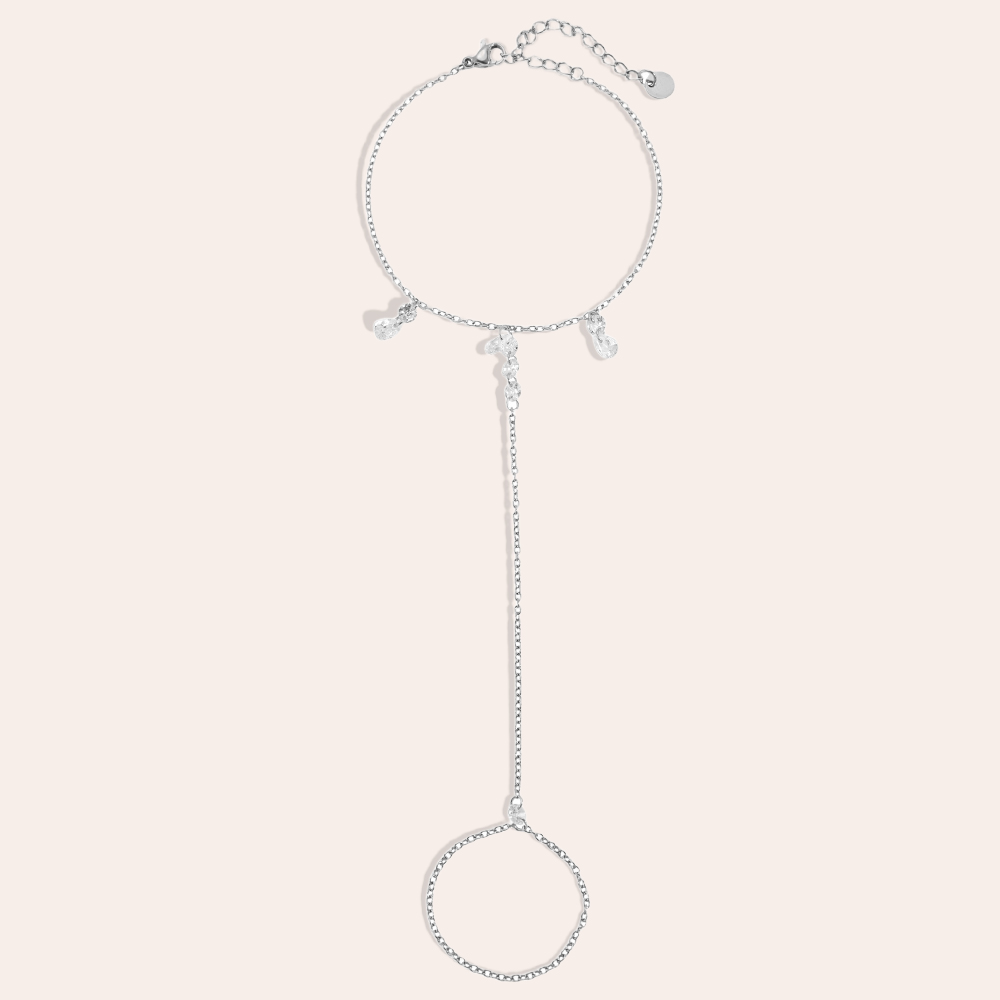 17cm Schöne Zirkone Handkette Edelstahl Armband     