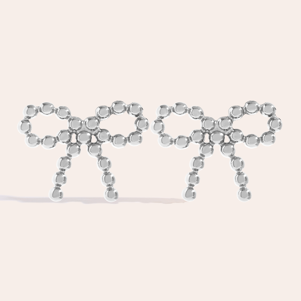 Dot Bowtie Edelstahl Ohrringe   