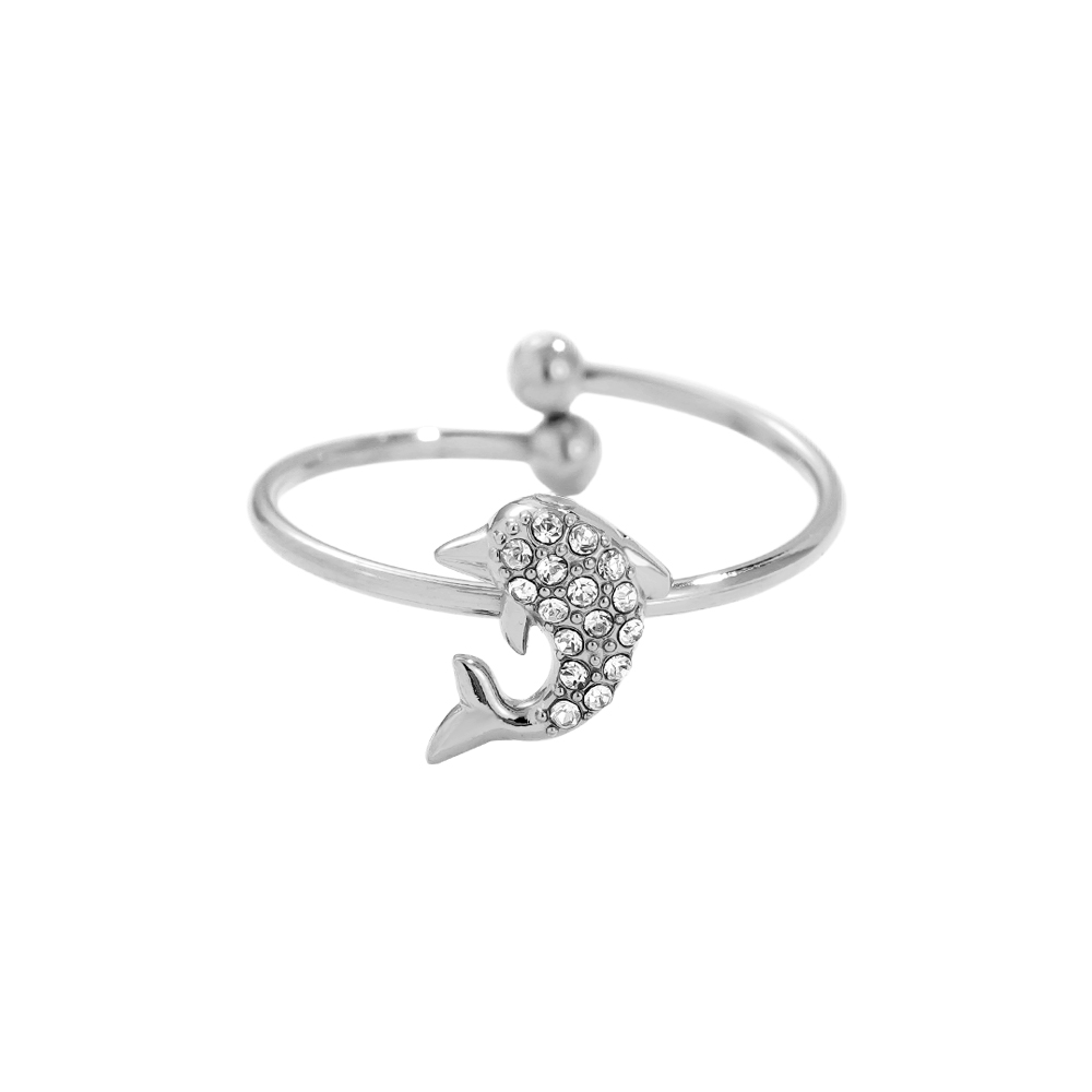 Diamond Dolphin Edelstahl Ring          
