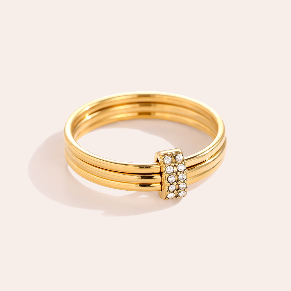  Three Simple Layer And Diamond Lock Ring Set Edelstahl Ring