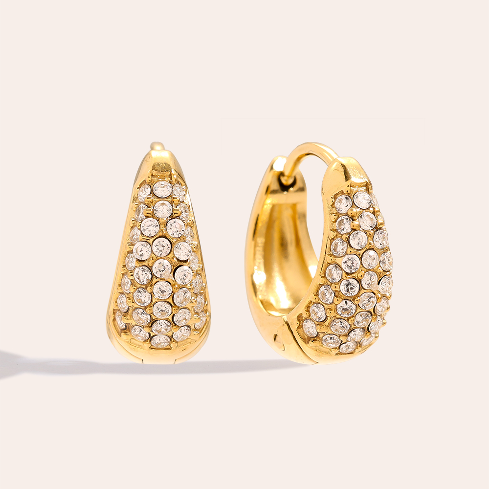8mm Diamond Drop Hoop Edelstahl Ohrringe    
