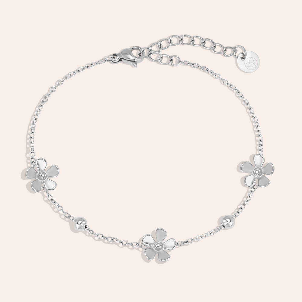 Edelstahl Armband 17cm drei Blumen