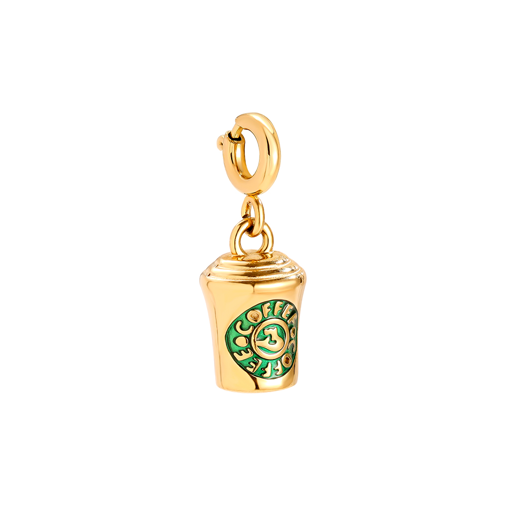 12mm Spring Clasp My Coffee Edelstahl Pendant  