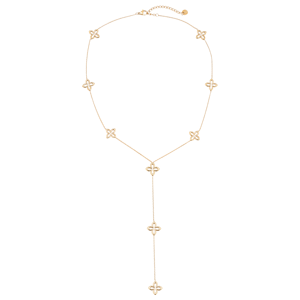 45cm Classic Lucky Flower With Chain Edelstahl Halskette    