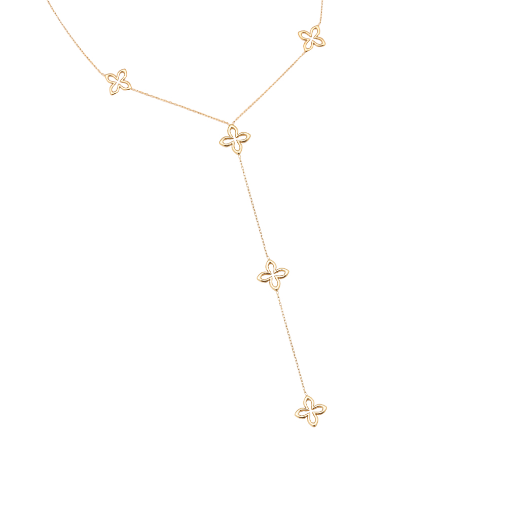 45cm Classic Lucky Flower With Chain Edelstahl Halskette    