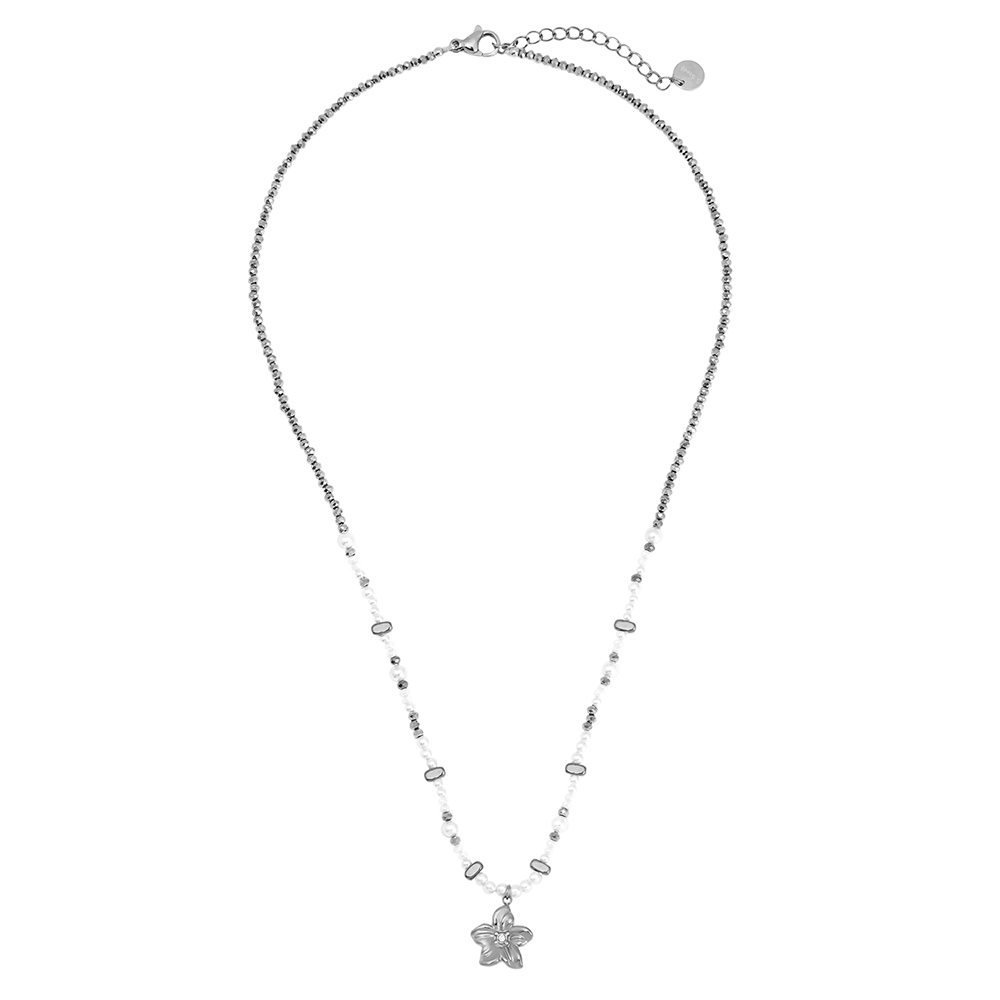 40cm Nice Flower And Pearl Edelstahl Halskette  
