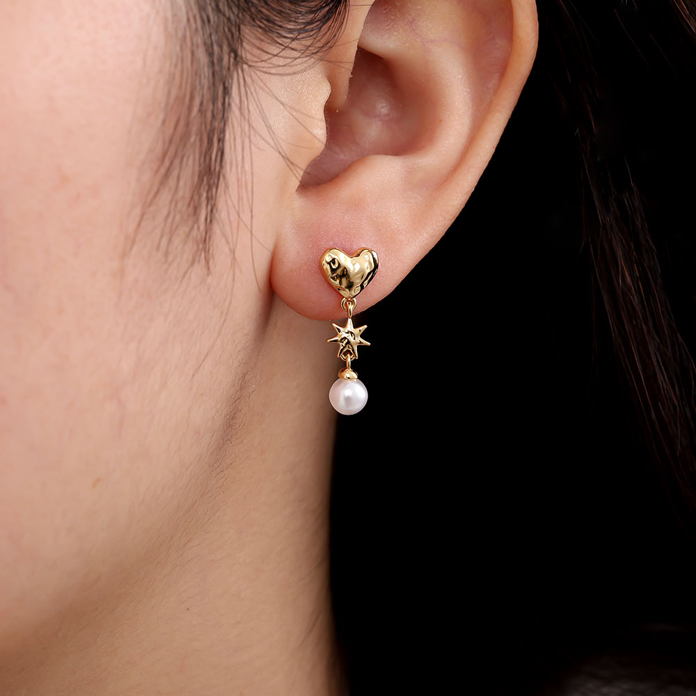 22mm Heart And Pearl Vergoldete Ohrringe 