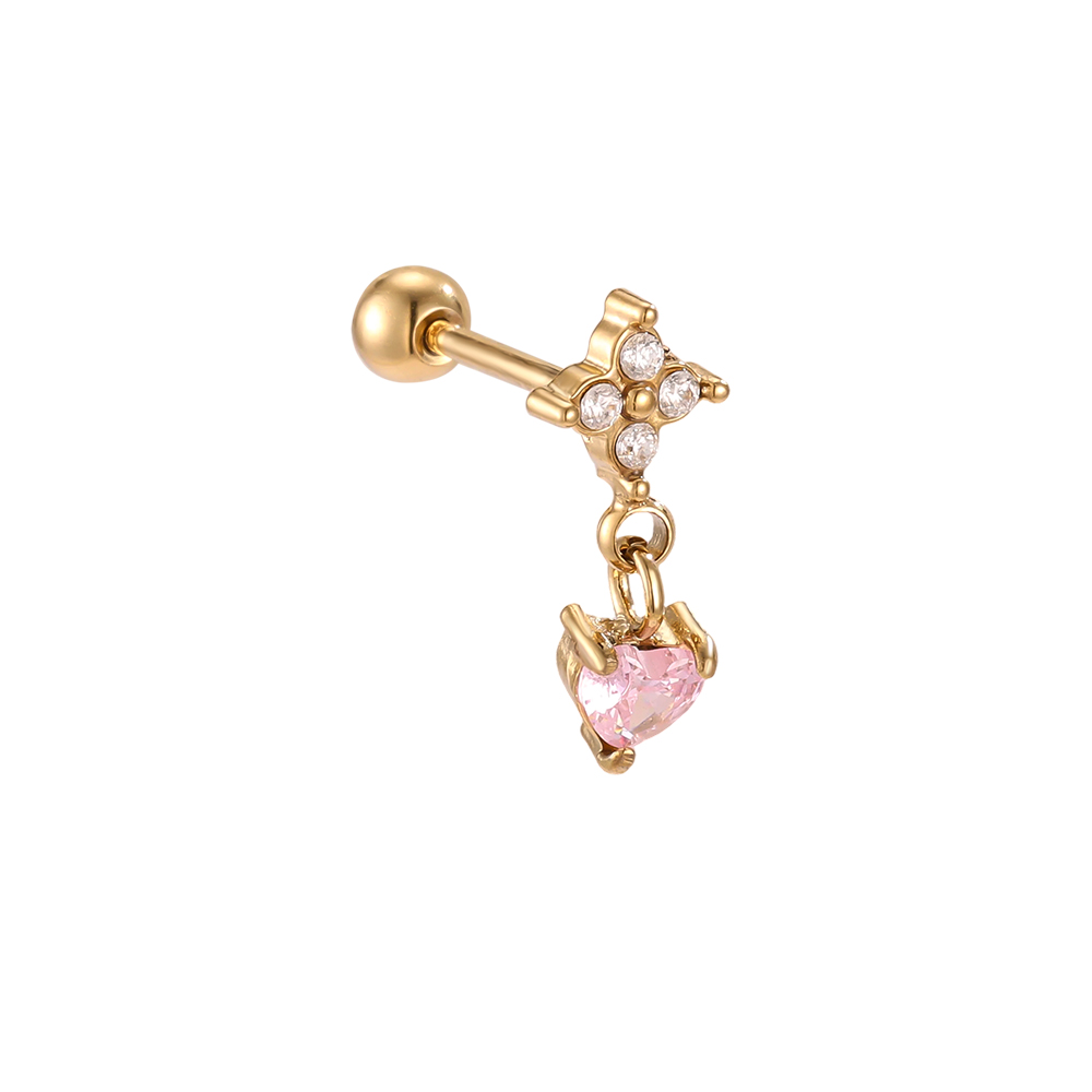 Edelstahl Piercing 10mm Mini Zirkonia Blumen Kleeblatt Herzförmig